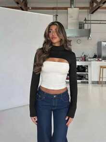 Women Long Sleeve Mock Neck Shirt Cutout Front Loose Fit Keyhole Basic Tee Solid Color Spring Summer Fall Winter Undershirt Outfit - Raglan Sleeve - View 5