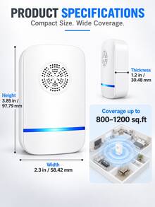 SMEGGEMS Ultrasonic Intelligent Frequency Conversion Insect Repellent, The Shell Is Made Of ABS Material, Physical Insect Repellent, And Low-Consumption, Silent And Low-Noise, Can Repel A Variety Of Pests - White - View 5