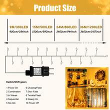 Lampu Hias LED Besar yang Dapat Dicolokkan, Lampu Peri Dalam/Luar Ruangan, 1200/800/500/300 LED Lampu Berkedip Bentuk Kembang Api dan Kunang-kunang, 8 Mode Pencahayaan dengan Fungsi Memori, Cocok untuk Pesta, Pernikahan, Taman, Natal, Dekorasi Liburan, IP44 - Steker Tipe F UE (220-240V) - View 4