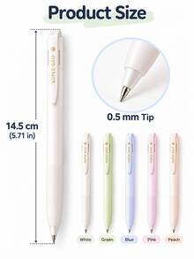 5pcs/Set Retractable Gel Pens, 0.5mm Black Ink Quick-Drying, Morandi Color Barrel With Comfortable Grip, Suitable For Students, Exam Preparation, School Supplies And Back To School Season Smooth Writing - Multiple Options Available - View 5