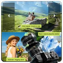 NBD Black Digital Camera 64MP 4K, 3.0-Inch Flip Screen Vlog Camera, Wide-Angle And Macro Lens, With External Microphone, WIFI, 16x Digital Zoom, Built-In Flash, Selfie And Night Mode, Suitable For Beginners (32GB Card + 2 Batteries) - View 5