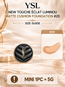 YSL NEW MINT MATTE LIGHTWEIGHT FOUNDATION #20, Full Size 14g, Sample 5g, Long-Wearing, Suitable For Normal To Oily Skin - #20 - View 14