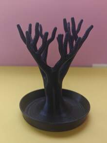 Black Resin Tree-Shaped Jewelry Display Stand, Necklace Ring Earring Storage Rack With Base, Desktop Jewelry Tree Organizer, Decorative Vanity Table Jewelry Storage Rack - Multicolor - View 12