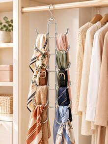 1pc Foldable Metal Hat Rack, 10-Hook Silver Baseball Cap Storage Rack, Space-Saving Hanging Hat Rack, Suitable For Baseball Caps, Knit Hats, Scarves, Bags, Bedroom Closet Storage Organizer - Silver - View 8