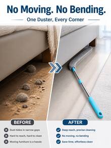 SMEGGEMS 1pc Multi-Functional Cleaning Brush With Telescopic Pole, Microfiber Cleaning Brush, Washable And Extendable, Crevice Dusting Brush, Dry And Wet Use, Suitable For Sofa, Bed And Furniture - One Size Fits All - View 9