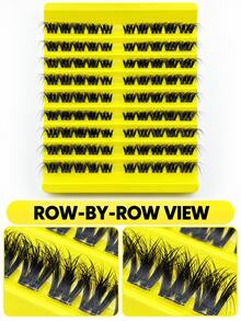 Multi-Row Large Capacity Hot Melt Rooting Process Single Cluster Fluffy False Eyelashes, Realistic 3D Dense Voluminous Curly Lashes, Easy To Pick Up, No Shedding, Beginner DIY Self-Application - View 2