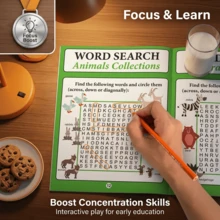 Lachilly 16-Page English Word Search Game Workbook, Fun Vocabulary Building Puzzle, Suitable For Preschool Children, English Learning Book, Kindergarten Education Workbook - Multicolor - View 3