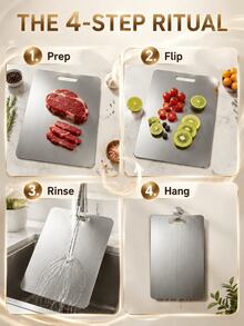 SMEG is gems Stainless Steel Cutting Board, Dual Sided Metal Chopping Board With Hanging Hole, Durable Non Warp Kitchen Board For Meat Vegetable Fruit - View 10