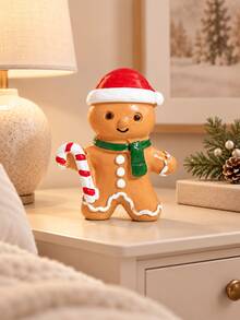 Christmas Gingerbread Man Decoration - Cute Holiday Tabletop Ornament With Candy Cane Details; Suitable For Living Room, Fireplace Mantel, Shelf, Entryway, Party Display And Holiday Gift Decoration Winter Home Decor - Multicolor - View 8