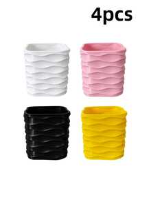 1/4 buah Pot Tanaman Persegi Bergelombang dengan Baki Drainase, Pot Tanaman Minimalis Gaya INS, Wadah Tanaman Meja, Ornamen Dekorasi Rumah, Hadiah yang Bermakna, Tersedia Berbagai Warna - Persegi Bergelombang - View 16
