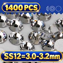 1440pcs/Pack Flat Back Rhinestones, Loose Transparent White Craft Stones, Glass Rhinestones, Size Range [1.7-4.8mm], Silver Rhinestones, Suitable For Clothing/Strollers/Shoes/Mugs/Handicrafts/Shoes/Phone Cases/Cups/Room Decor/Book Binding/And Other Scenes. - Silver - View 13