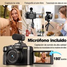 NBD Black Digital Camera 64MP 4K, 3.0-Inch Flip Screen Vlog Camera, Wide-Angle And Macro Lens, With External Microphone, WIFI, 16x Digital Zoom, Built-In Flash, Selfie And Night Mode, Suitable For Beginners (32GB Card + 2 Batteries) - View 4