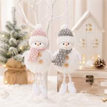 2pcs 17CM Hanging Snowman Christmas Ornament, White Winter Snowman With Knitted Hat, Scarf & Button Details, Soft Fabric Holiday Tree Pendant For Christmas Tree, Window, Mantel, Home, Party & New Year Decor - Multicolor - View 13