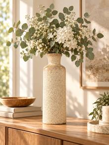 Modern Farmhouse Style Decorative Vase, Beige Textured Flower Stand, Suitable For Dried Flowers, Reed Grass And Artificial Flower Stems, Minimalist Bohemian Decor, Suitable For Coffee Table, Fireplace Mantel, Bookshelf, Dining Table, Entryway, Bedroom And Office - Multiple Styles - View 7