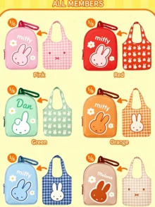 Officially Licensed Miffy Foldable Shopping Bag, Cute Bunny Print Tote Bag With Coin Purse, Large Capacity Portable Handbag, Reusable Storage Bag For Grocery Shopping, Travel, Daily Carry, Random Color 1PC - Multicolor - View 9