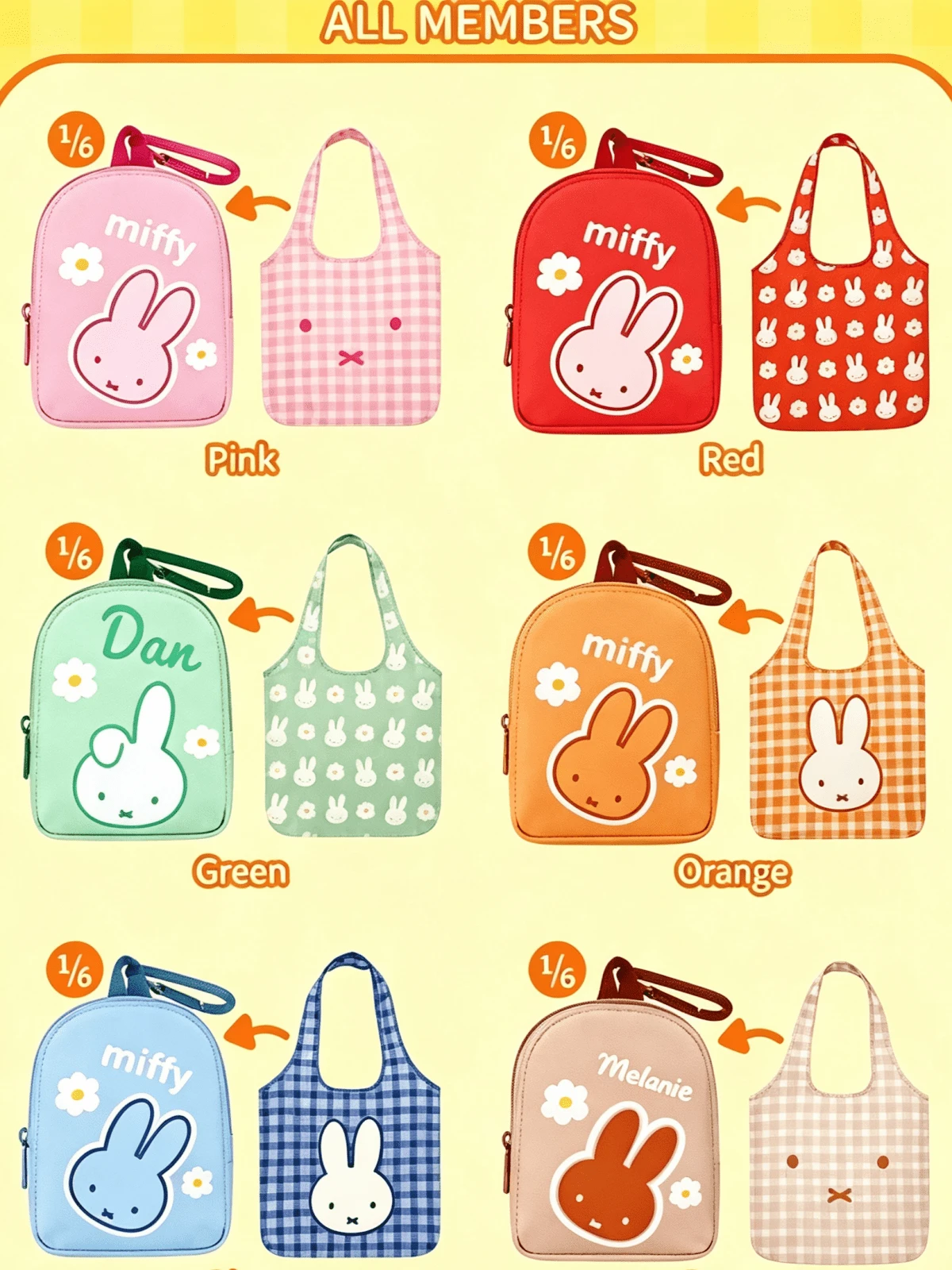 Official Licensed Miffy Foldable Shopping Bag, Cute Rabbit Print Tote Bag With Coin Purse, Large Capacity Portable Handbag, Reusable Storage Bag, Suitable For Supermarket Shopping, Travel, Daily Carry, Random Color 1pc - Multicolor - View 1