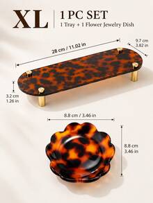 2pcs/1pc 28cm Leopard Print Desktop Storage Tray Display Rack, Luxury Vintage Jewelry Holder Perfume Cosmetic Organizer Tray, Gold Legs Small Shelf, Suitable For Bedroom Vanity, Office, Desk Drawer Side, Entryway, Nightstand And Bathroom Countertop, Used As Furniture Organizer, Hair Accessory Organizer And Daily Storage Tray To Help Keep Desktop Organized - Leopard Print - View 16