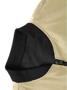 Outdoor Sports Casual Stand Collar Baseball Jacket Solid Color Zipper Jacket - Khaki - View 4