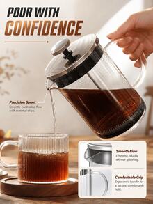 SMEGGEMS 1000ml Glass French Press, Stainless Steel Filter, Suitable For Coffee And Loose Leaf Tea - 0.5L-1L - View 8