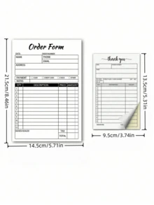 1 Pack Carbonless White & Yellow 2-Ply Receipt/Invoice Book, Suitable For Small Business Note Pads, Orders, Receipts, Invoices, For Business, School And Back To School - A - View 10