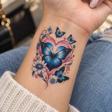 1pc Waterproof Anti-Rub PVC Realistic Butterfly Tattoo Sticker, Suitable For Daily Wear - Multicolor - View 3