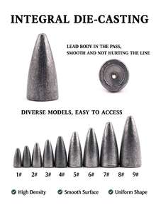Texas Rig Bullet Sinkers, Multiple Weights Available, Hollow Design, One-Piece Casting, Smooth Surface, Won't Damage Main Line, Long Casting, Sinking Lead Weights, Lure Fishing Accessories, Boxed Fishing Weights - Grey - View 4