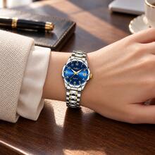 BIDEN Women's Watch Analog Stylish & ElegantBlue Dial With Arabic NumeralsDate DisplayWater Resistant - Blue - View 2