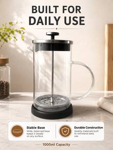 SMEGGEMS 1000ml Glass French Press, Stainless Steel Filter, Suitable For Coffee And Loose Leaf Tea - 0.5L-1L - View 10