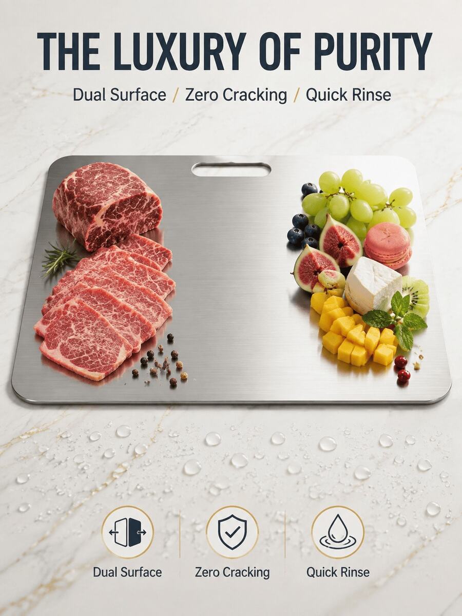 SMEG is gems Stainless Steel Cutting Board, Dual Sided Metal Chopping Board With Hanging Hole, Durable Non Warp Kitchen Board For Meat Vegetable Fruit - View 1