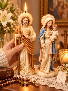 Virgin Mary, Baby Jesus And Saint Joseph Statue Silicone Candle Mold, Religious Statue Mold, DIY Epoxy Resin And Wax Casting Mold, For Catholic Altar Tabletop Decoration - Candle Molds - View 5