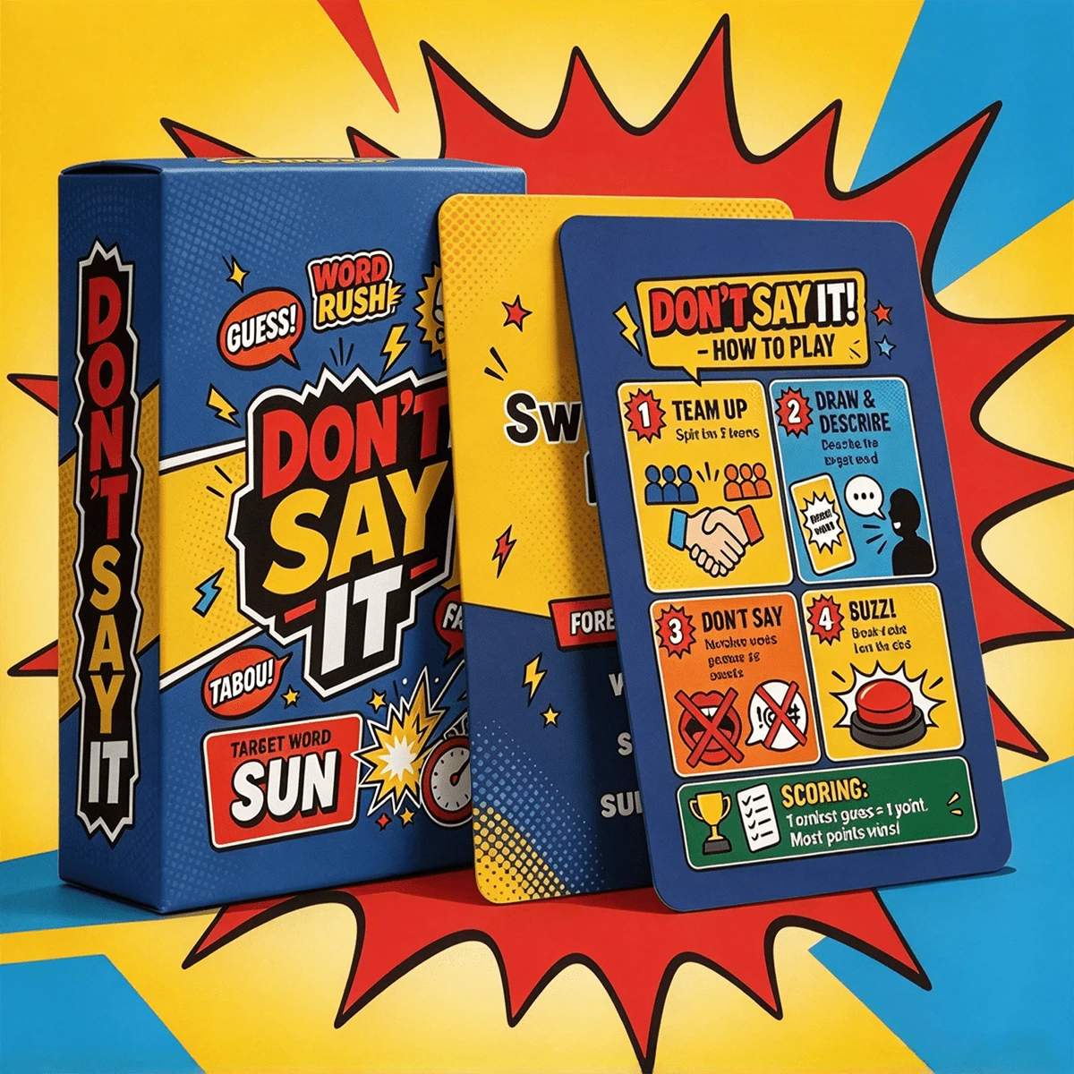 Don't Say It Taboo Word Guessing Card Game, Fun Family Party Travel Pocket Game,Group Game Night Gifts,Suitable For Party Entertainment Game - Multicolor - View 1