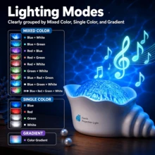 Shell Ocean Wave Projection Night Light, 7-Color RGB LED Starry Sky Projection Lamp With 5 White Noise Sound Effects, USB Powered Dimmable Timer Decorative Light, Suitable For Bedroom Home Party Decoration - Water ripple - View 5