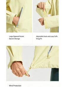 CAMEL CROWN Women's Single-Layer Hard Shell Jacket, Lightweight Functional Outdoor Windproof Hiking Coat - Light Yellow - View 5