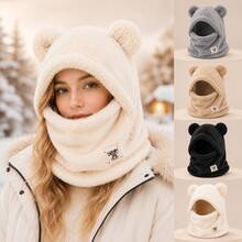 1pc Thickened Fleece Balaclava & Neck Gaiter Unisex - Windproof Full Face Hooded Mask, Lightweight Warm Fleece Face Cover, Suitable For Skiing, Snowboarding, Motorcycle Riding, Winter Outdoor Activities - Multicolor - View 1