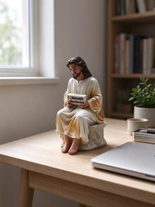1pc Human Body Statue Resin White Beige Hand-Painted Sculpture Desktop Bookshelf Bedside Table Living Room Countertop Tabletop Decor Home Ornament - A - View 3