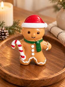 Christmas Gingerbread Man Decoration - Cute Holiday Tabletop Ornament With Candy Cane Details; Suitable For Living Room, Fireplace Mantel, Shelf, Entryway, Party Display And Holiday Gift Decoration Winter Home Decor - Multicolor - View 5