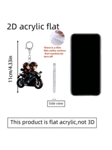 2D Flat Mini Motorcycle Rider With Passenger Keychain Pendant - Cute Couple Motorcycle Keychain, Suitable For Car Keys, Backpacks, Phone Accessories - Acrylic Motorcycle Gift (Souvenir For Enthusiasts) Couple Style, Travel Accessory, Beach Party Decoration, Daily Fashion Accessory, Perfect Gift For Halloween, Mother's Day, Christmas, Back To School, Wedding, Graduation - A - View 11