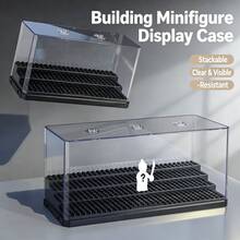 1 pieza Caja de exhibición de acrílico apilable para figuras, estuche de exhibición transparente a prueba de polvo con niveles, estante de almacenamiento de figuras coleccionables, caja de almacenamiento de escritorio para colección de mini figuras, regalo para entusiastas - Multicolor - Ver 5