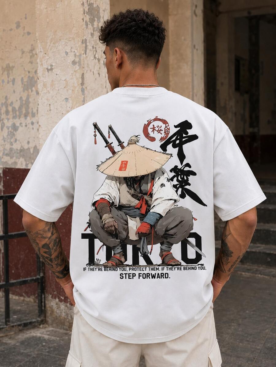 FRACTYR 男士时尚简约印花短袖T恤 | 百搭街头休闲装 - 白色 - 查看 1