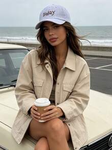1pc Women's Y2K Embroidered Letter Striped Baseball Cap, Sweet Bowknot Design, Versatile Sports Sun Hat, Suitable For Party, Daily Wear, Back To School Gift - Multicolor - View 3
