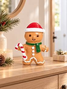 Christmas Gingerbread Man Decoration - Cute Holiday Tabletop Ornament With Candy Cane Details; Suitable For Living Room, Fireplace Mantel, Shelf, Entryway, Party Display And Holiday Gift Decoration Winter Home Decor - Multicolor - View 6