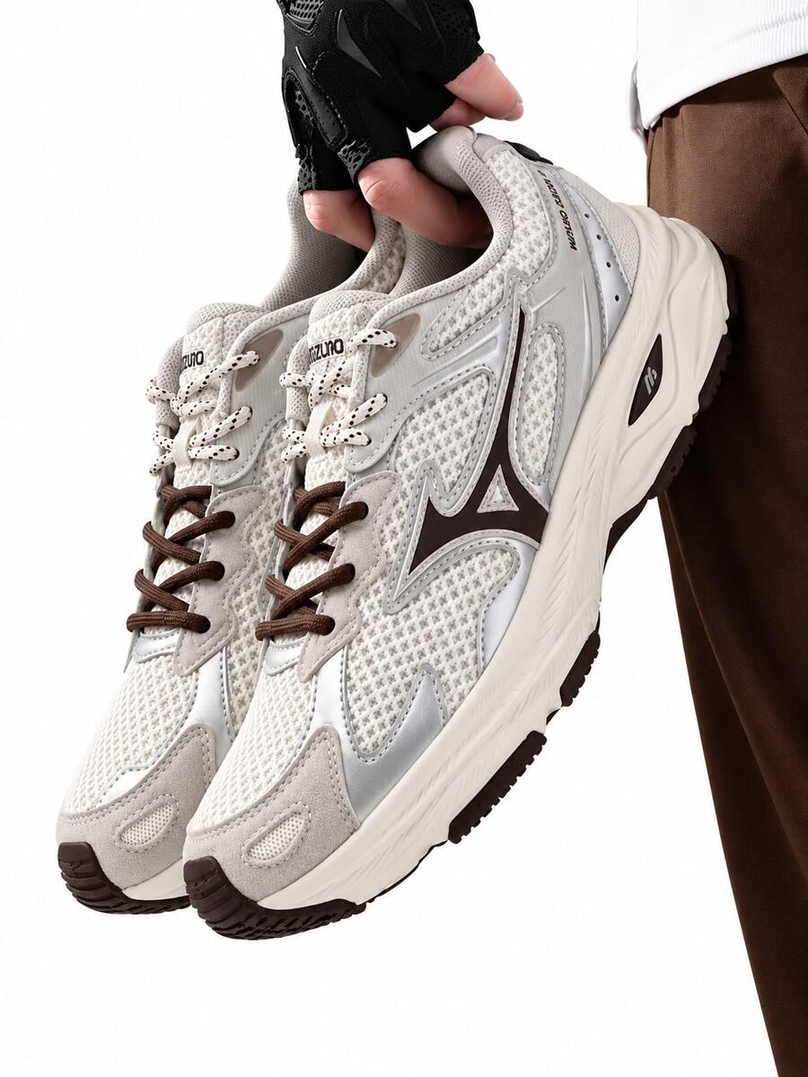 Mizuno New RACER S Retro Casual Shoes, Unisex Breathable Outdoor Jogging Shoes - Off-white/Grey - View 1