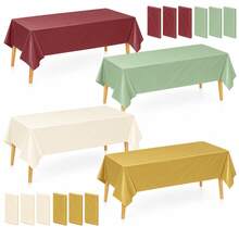 Christmas 4-Color Combination Disposable Rectangular Tablecloth, Burgundy, Light Green, Beige, Gold Solid Color Party Tablecloth, Suitable For Christmas Dinner, Family Gathering, Dessert Table, Gift Display Table, Holiday Party And New Year Table Setting - View 1
