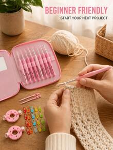 Juego completo de ganchillo con caja de almacenamiento, juego de 100 ganchillos de colores, suministros de manualidades de punto DIY para principiantes, caja de almacenamiento de herramientas portátiles hechas a mano, para hacer suéteres, bufandas, mantas - Kit de ganchillo - Ver 5