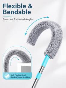 SMEGGEMS 1pc Multi-Functional Cleaning Brush With Telescopic Pole, Microfiber Cleaning Brush, Washable And Extendable, Crevice Dusting Brush, Dry And Wet Use, Suitable For Sofa, Bed And Furniture - One Size Fits All - View 5
