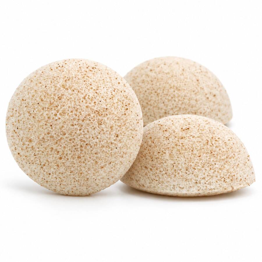 1-5PCS Walnut Konjac Facial Cleansing Sponges, Soft Face Wash Puffs For Makeup Removal, Gentle Exfoliating & Daily Skincare - Beige - View 1