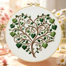 مجموعة التطريز 15x15 سم/5.9 بوصة أو 20x20 سم/7.9 بوصة مجموعة DIY مع نمط الأشجار الخضراء. للمبتدئين البالغين. تشمل القماش والتعليمات والحلقة والإبر والخيوط. هدية رائعة للأصدقاء/العائلة. ديكور فني للمنزل أو المكتب. - أشجار خضراء - مشاهدة 21