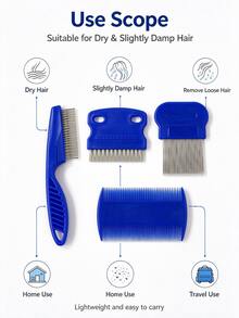 4pcs Professional Lice And Dandruff Removal Comb Set, Fine Tooth Lice Comb, Prevents Dandruff, Multi-Function Fine Tooth Hair Comb, Used For Removing Lice, Dandruff And Loose Hair, Home Hair Care Accessories - Multicolor - View 5