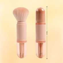 Mini Portable 4-In-1 Makeup Brush Multi-Function Travel Powder Eyeshadow Blush Contour Retractable Capsule Brush - Black - View 5