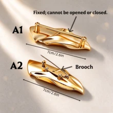 1pc Holiday Season Large Asymmetric Alloy Wavy Bikini Front Connector Scarf Buckle Waist Belt Decorative Buckle - A - View 8
